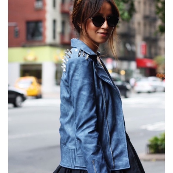 UNIF PU Leather Jacket - Washed Blue - Picture 4 of 16